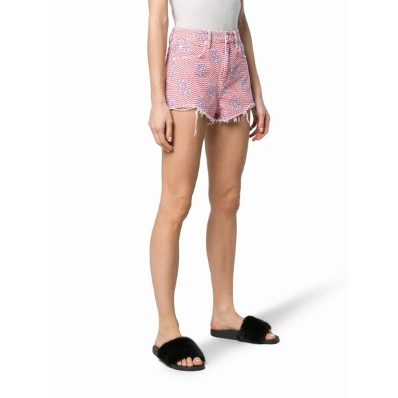 Alexander Wang T Bite Star Print Cutoff Denim Shorts - Picture 2 of 13